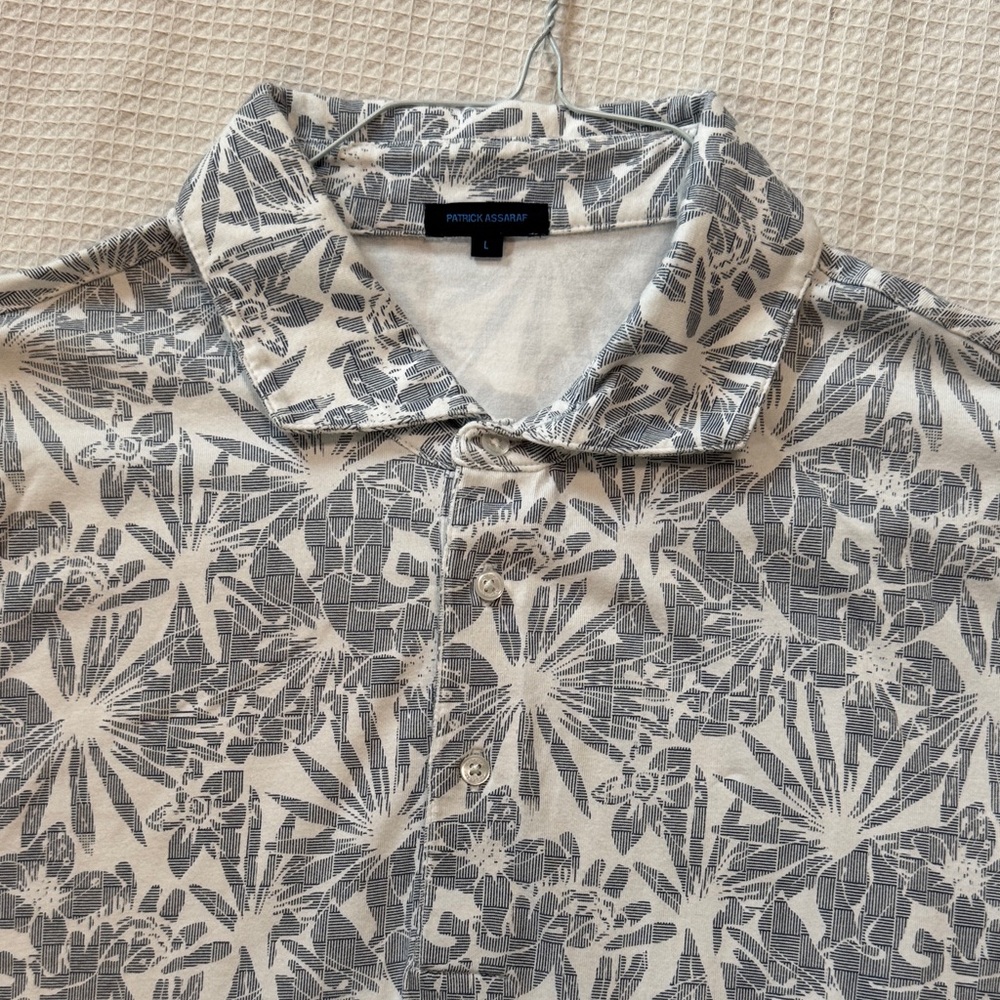 Patrick Assaraf Gray Floral Polo Shirt